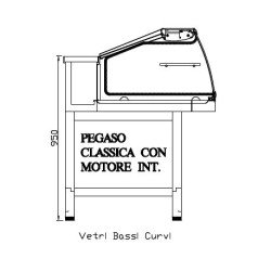 Vetrina fredda angolare vetri curvi bassi|Vetrina ventilata vetri bassi curvi refrigerata semilavorati 