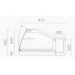 Vetrina calda vetri bassi curvi