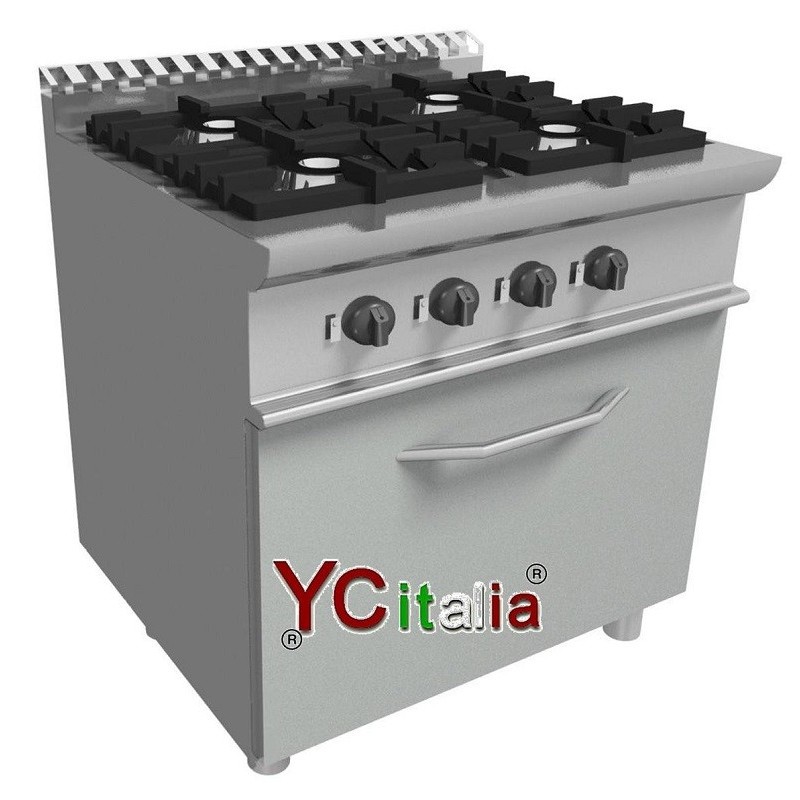 Cucina professionale 4 fuochi con forno elettrico ad accensione