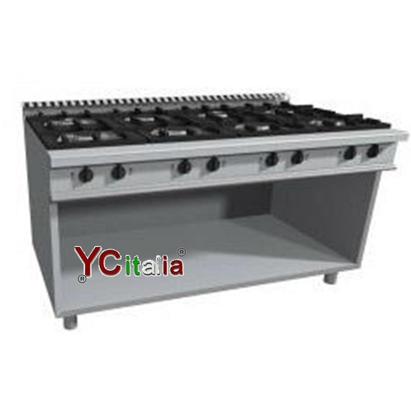 Vergrößern Cucina a gas 6 fuochi su vano aperto, eco p900 Cucina a gas 6 fuochi su vano aperto, eco p900 Gasherd 6 kochstellen