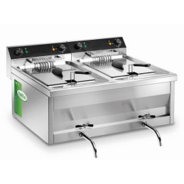 Friggitrice 4+4 lt|Friggitrici snack professionale da banco due vasche profondita 600