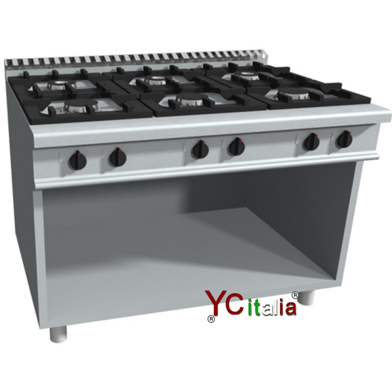 Cucina a gas 6 fuochi 30,8 kw 1200x900x850h