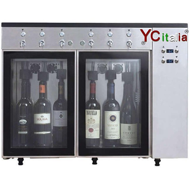 Erogatore per 6 bottiglie di Vino con azotatrice|Espositore da banco