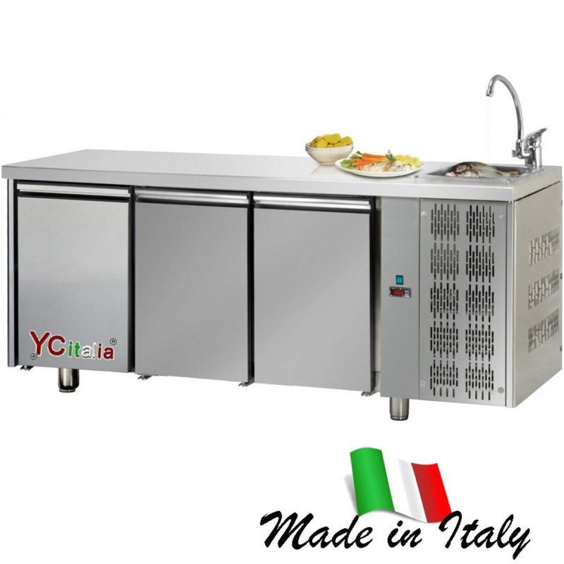 Tavolo refrigerato 3 porte piano con vasca TN