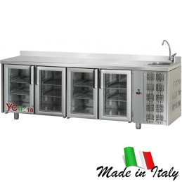 2 678,06 €F.A.R.H. Snc Di Bottacin Antonio & CRéfrigérateur en verre de 4 portes avec baignoire et selleTable réfrigérée avec baignoire