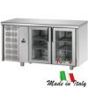 Tavolo refrigerato 2 porte in vetro, piano liscio TN