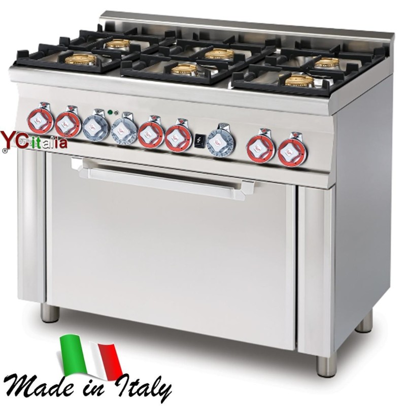 Piano cottura 6 fuochi forno a gas|Cucina a gas snack professionale profondita 600