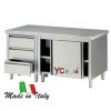 Tavolo inox armadiato con cassettiera p700