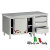 Tavolo inox armadiato con cassettiera p700