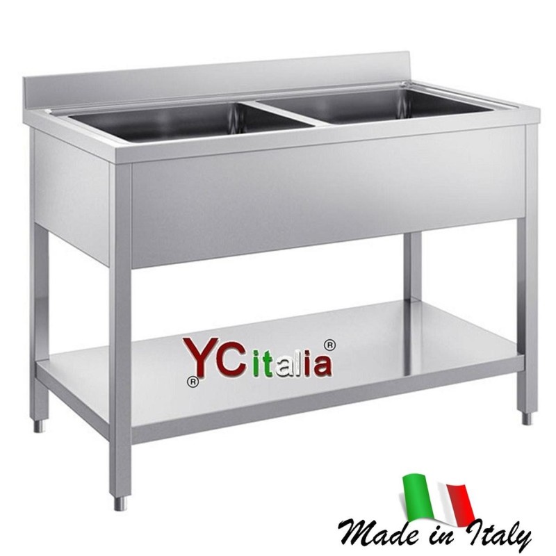 Lavello inox 2 vasche professionale 600|Lavelli in acciaio inox su gambe