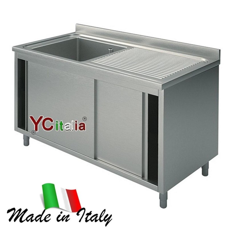 Lavello inox armadiato con gocciolatoio 700|Lavelli armadiati inox