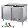 Lavello inox armadiato 2 vasche 600