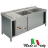 Lavello inox armadiato 600 due vasche e sgocciolatoio