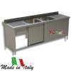 Lavello inox 700 armadiato 2 vasche 2 sgocciolatoio