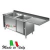 Lavello inox armadiato 700 a sbalzo due vasche|Lavelli a sbalzo armadiati