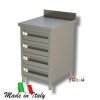 Cassettiera inox con alzatina 4 cassetti professionale|Cassettiera 4 cassetti