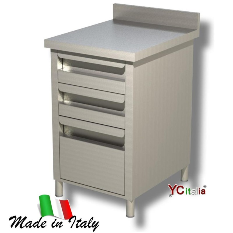 Cassettiera inox 2 cassetti + cassettone e alzatina|Cassettiera 2 cassetti con cassettone