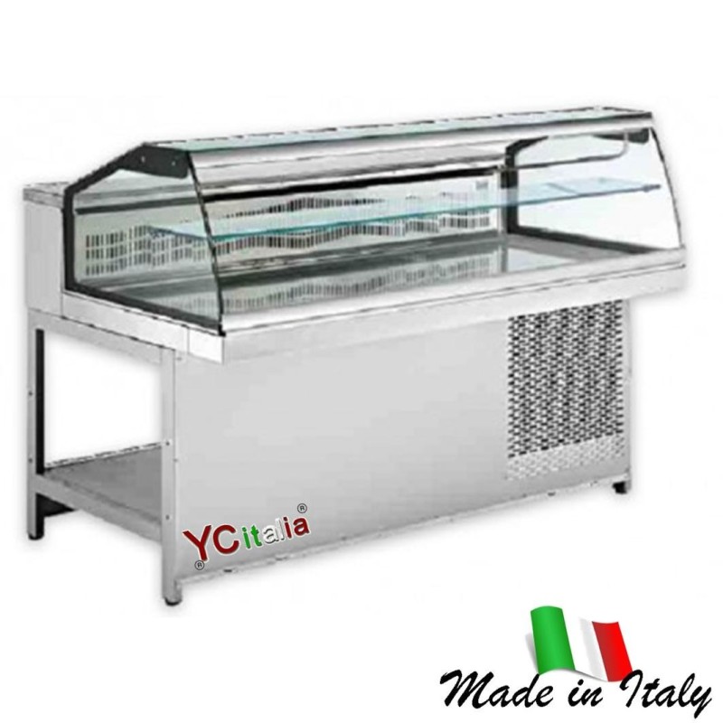 Tavola fredda vetri curvi bassi|Vetrina statica refrigerata vetri bassi curvi semilavorati 