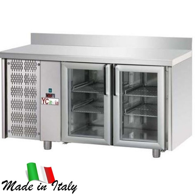 Tavolo refrigerato 2 porte in vetro con alzatina TN