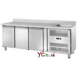 Banco refrigerato 2 porte a vetro con vasca TN|Tavolo refrigerato con vasca