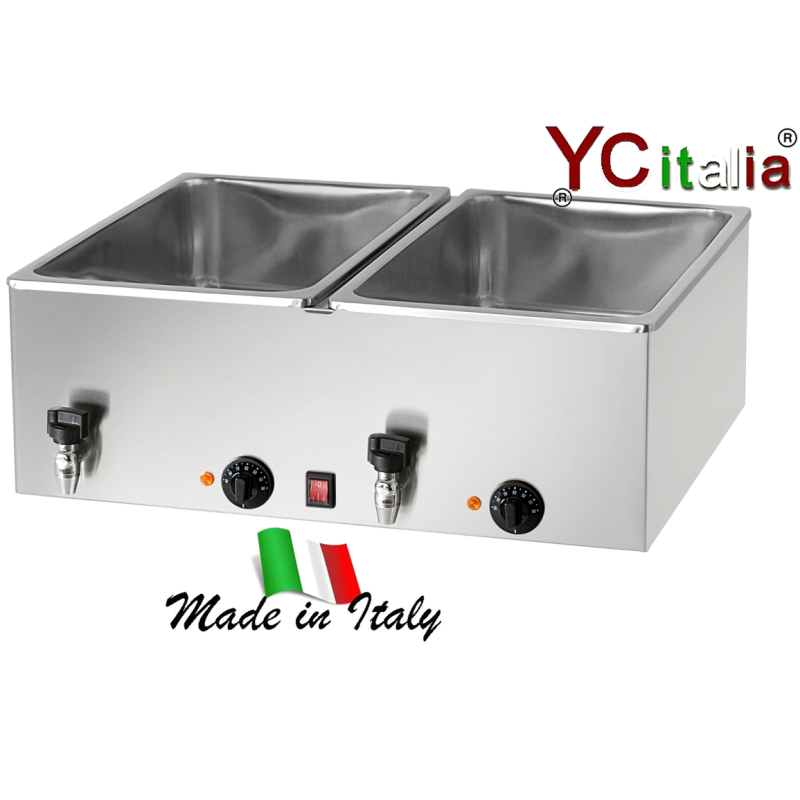 Bagnomaria 2 vasche 1/1 con rubinetto|Bagnomaria snack da banco professionale profondita 600