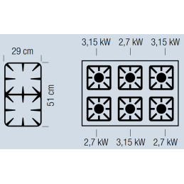 Cucina a gas da appoggio 6 fuochi