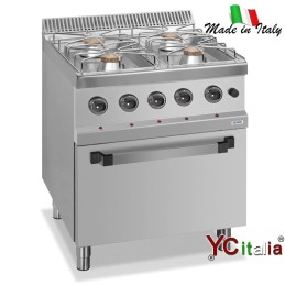 Cucina quattro fuochi con forno a gas professionale