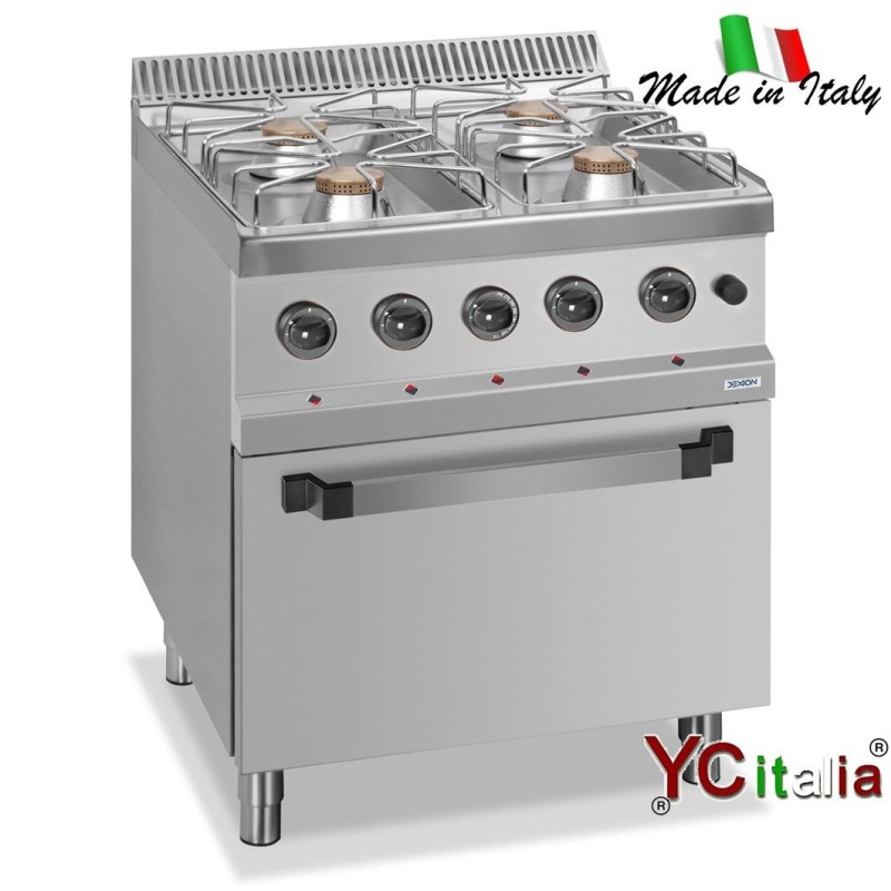 Cucina quattro fuochi con forno a gas professionale