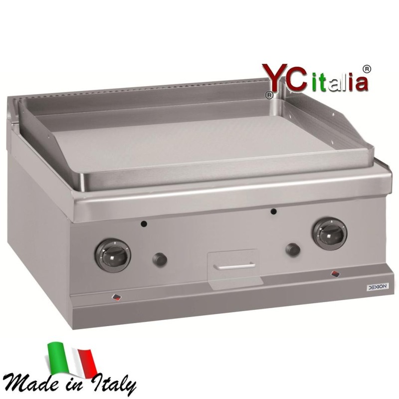 Fry top a gas con piastra liscia cromata 70x71,4x25