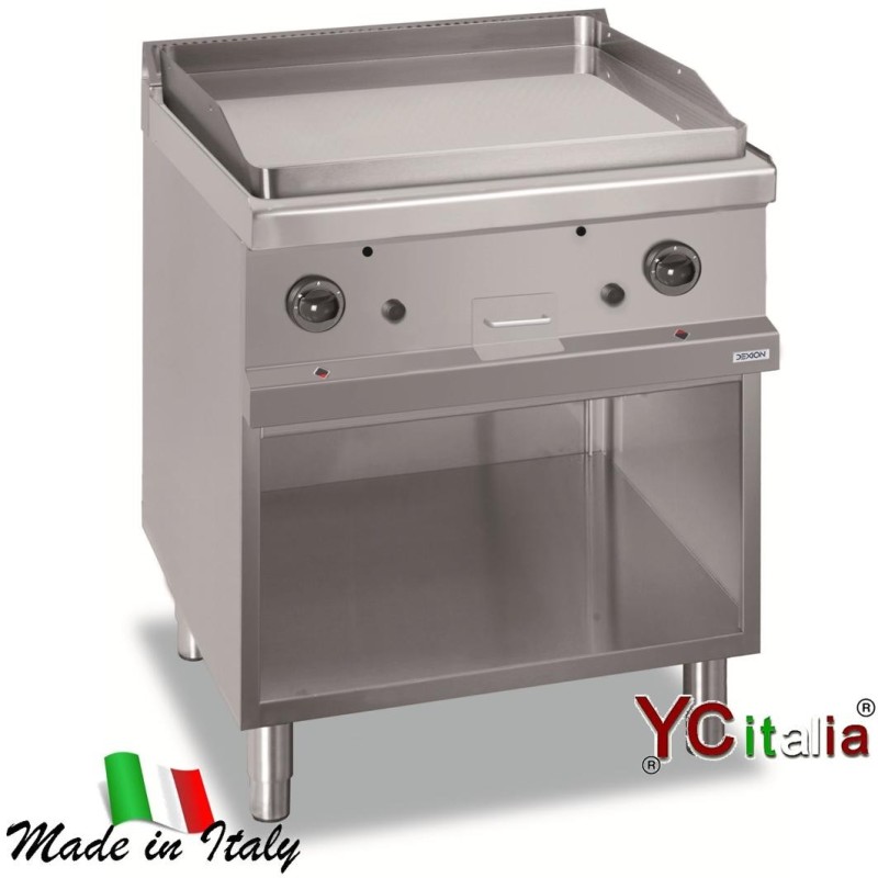 Fry top elettrico con piastra liscia cromata 70x71,4x85