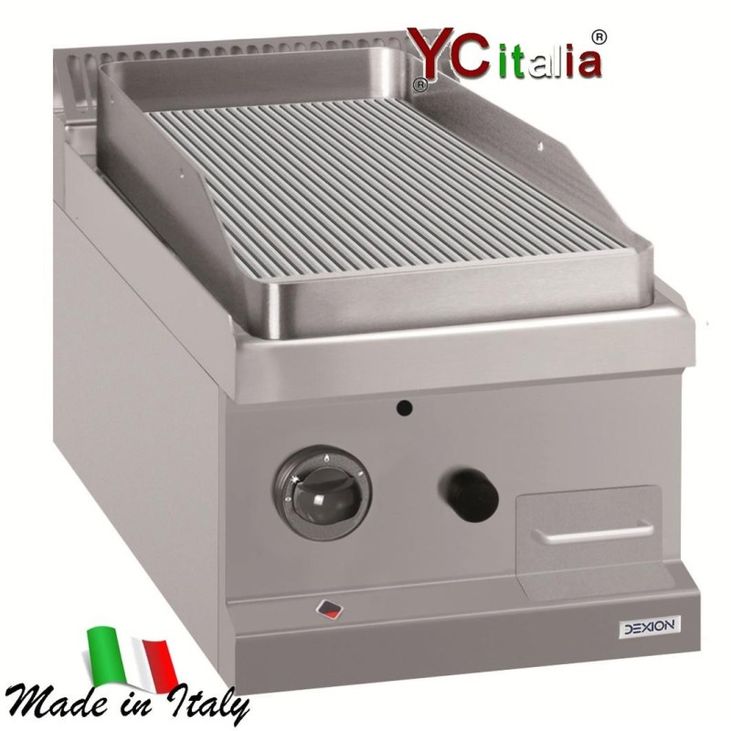 Fry top elettrico con piastra rigata 40x71,4x25