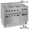 Cucina sei fuochi a gas con fono elettrico