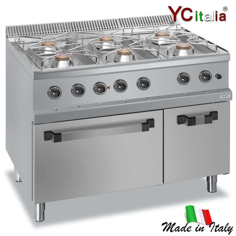 Cucina sei fuochi a gas con fono elettrico