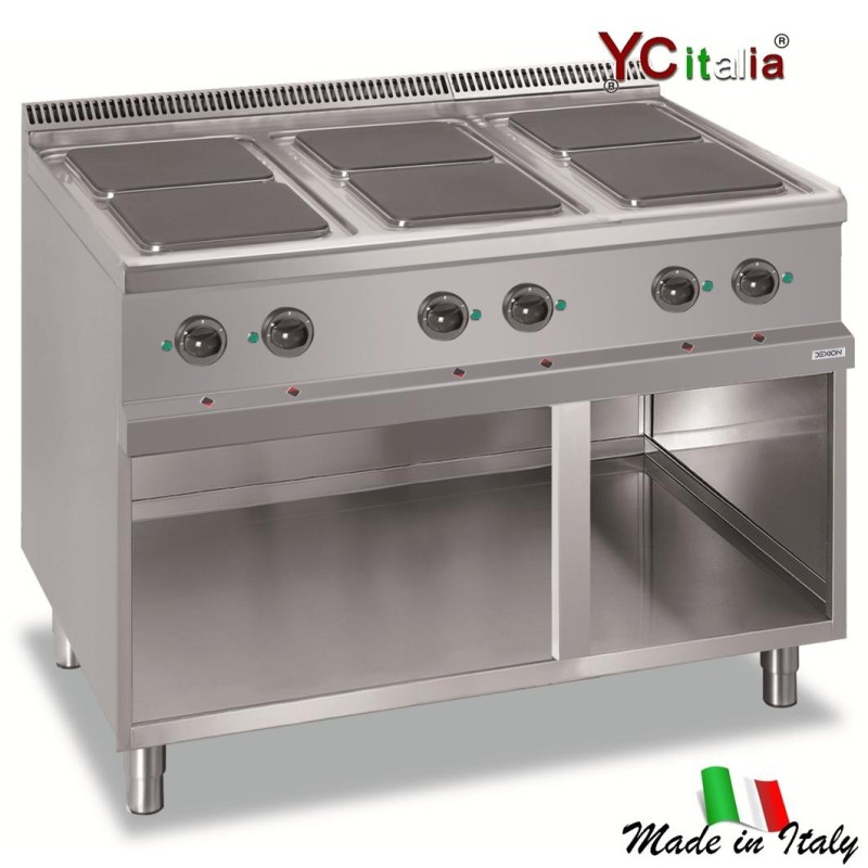 Cucina elettrica con sei piastre quadrate