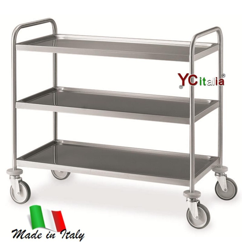 Carrello acciaio inox con piano imbullonato|Carrelli di servizio inox