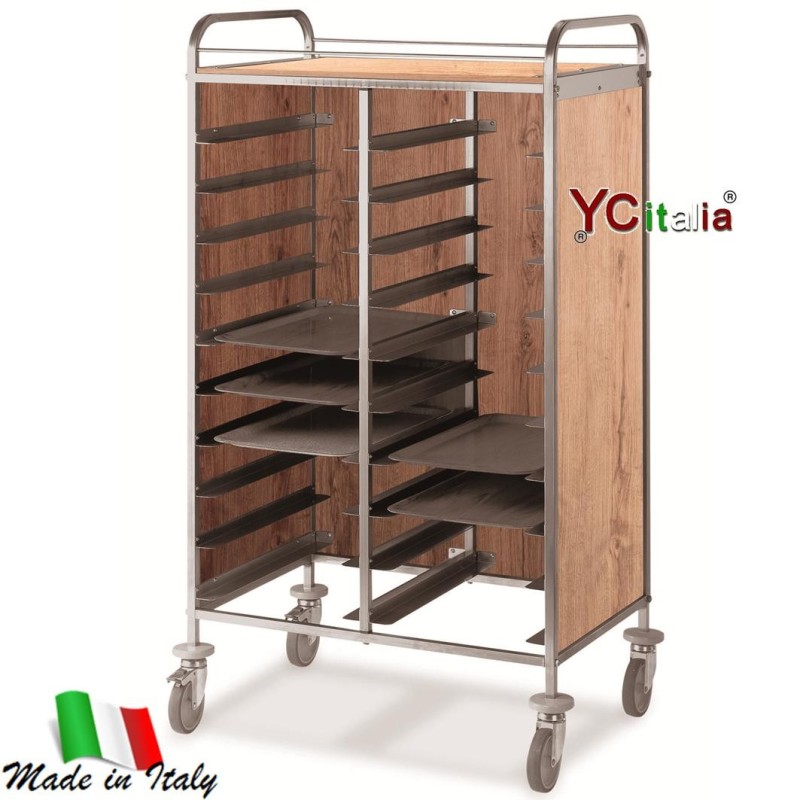 Carrello porta vassoi rovere