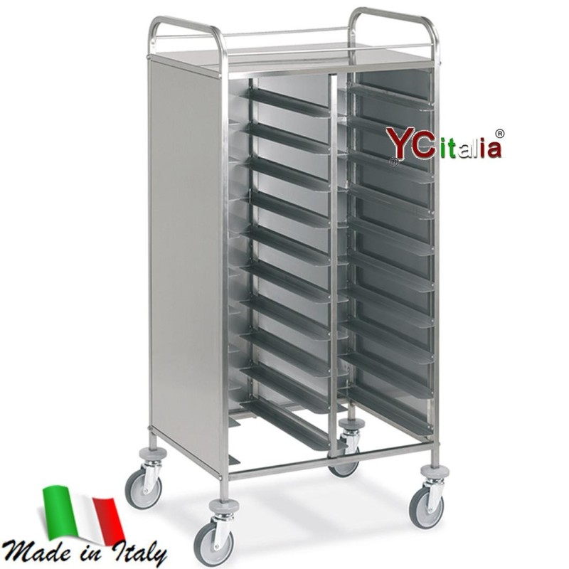 Carrello portavassoi doppio inox 20gn 1/1