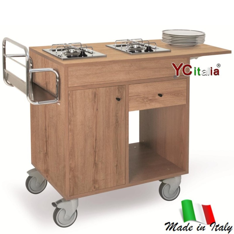 Carrello flambè con due fuochi