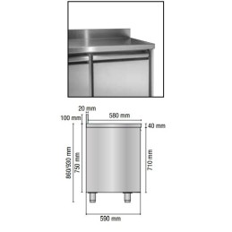 Table réfrigérée 2 portes avec ascenseur 1460x600x960/1030 mm