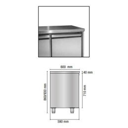 Tavolo refrigerato 3 porte 1910x600x860/930 mm