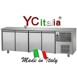Tavolo refrigerato 4 porte inox professionale|Banchi refrigerati in acciaio profondita 600