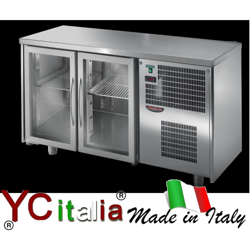 Tavolo refrigerato 2 porte a vetro 1460x600x860/930 mm