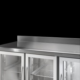 Tavolo refrigerato 2 porte a vetro con alzatina made in Italy