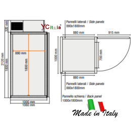 Minicella en acier inoxydable L1000 X P 1000 X H 2120 avec groupe intégré TN