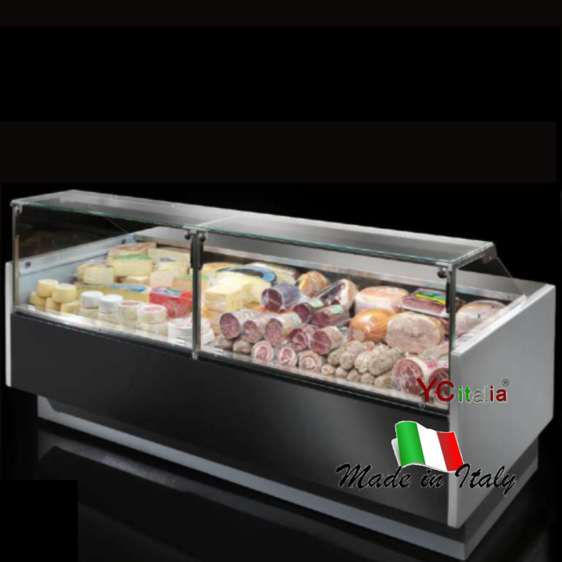 Banco refrigerato per salumi vetri dritti L2480XP895XH1200|Vetrine profondità 900 ventilate