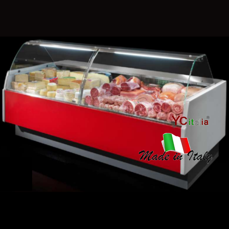 Vetrina refrigerata per salumi vetri curvi L1520XP895XH1260|Vetrine profondità 900 ventilate