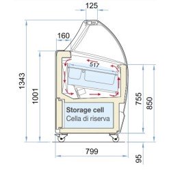 Vetrina gelato 13 gusti dimensioni