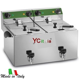 Friggitrice 4+4 lt|Friggitrici snack professionale da banco due vasche profondita 600
