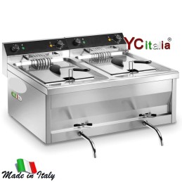 Friggitrice 4+4 lt|Friggitrici snack professionale da banco due vasche profondita 600