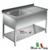 Lavatoio inox su gambe con vasca e gocciolatoio